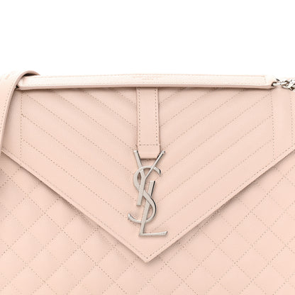 Saint Laurent Grain De Poudre Textured Mixed Matelasse Large Triquilt Monogram Satchel Rose 8 of 17