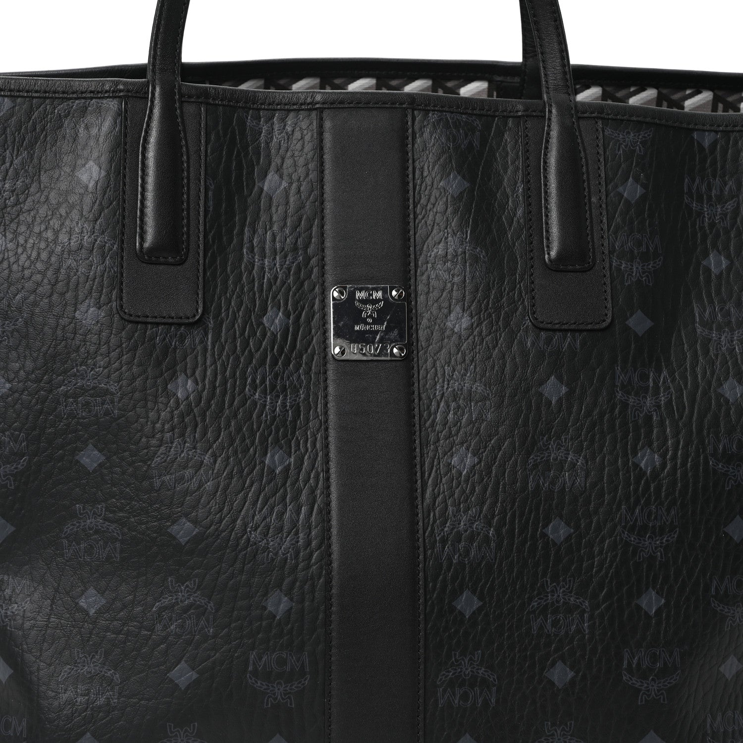 MCM Visetos Large Liz Reversible Shopper Tote Black 12 of 17