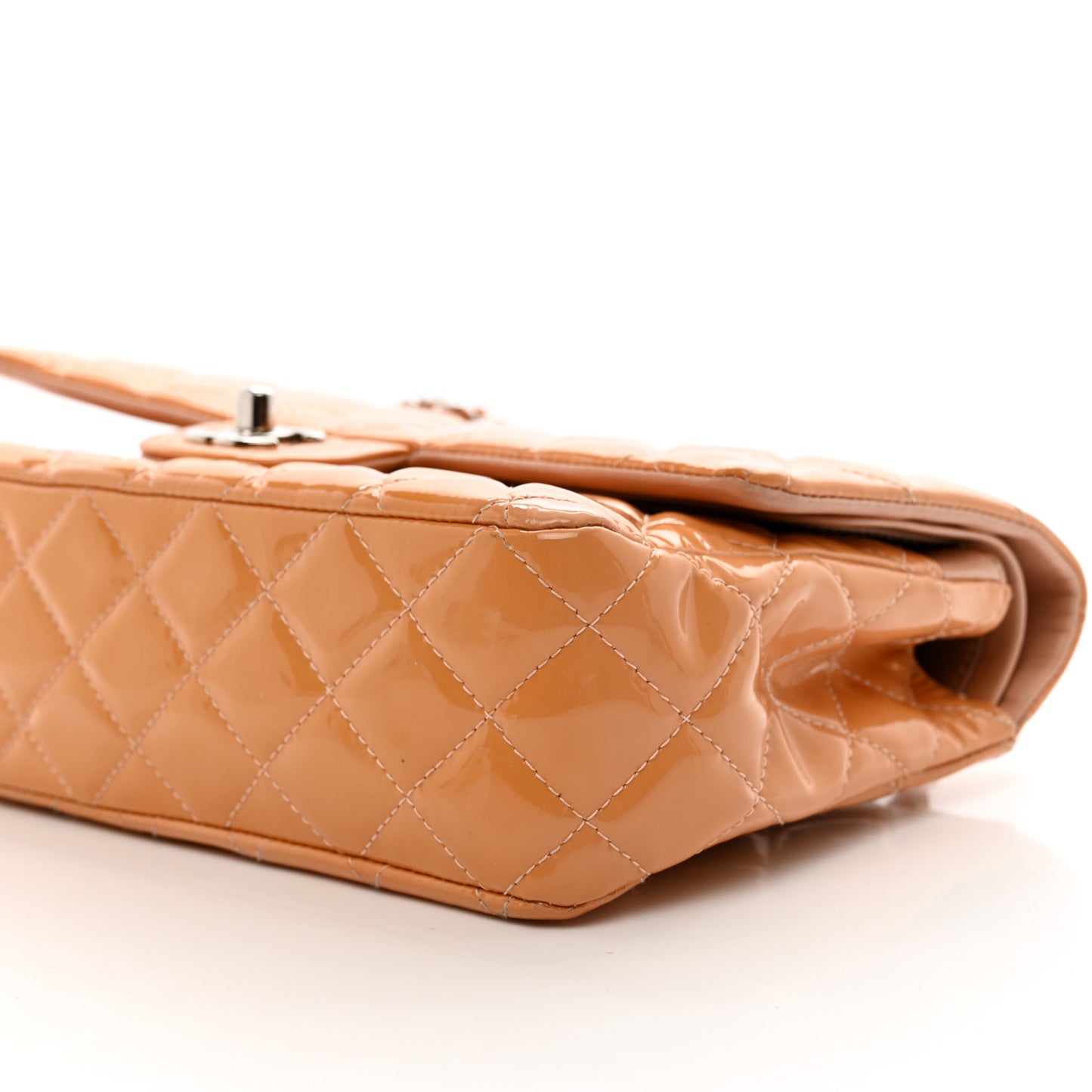 Patent Quilted Medium Double Flap Light Pink