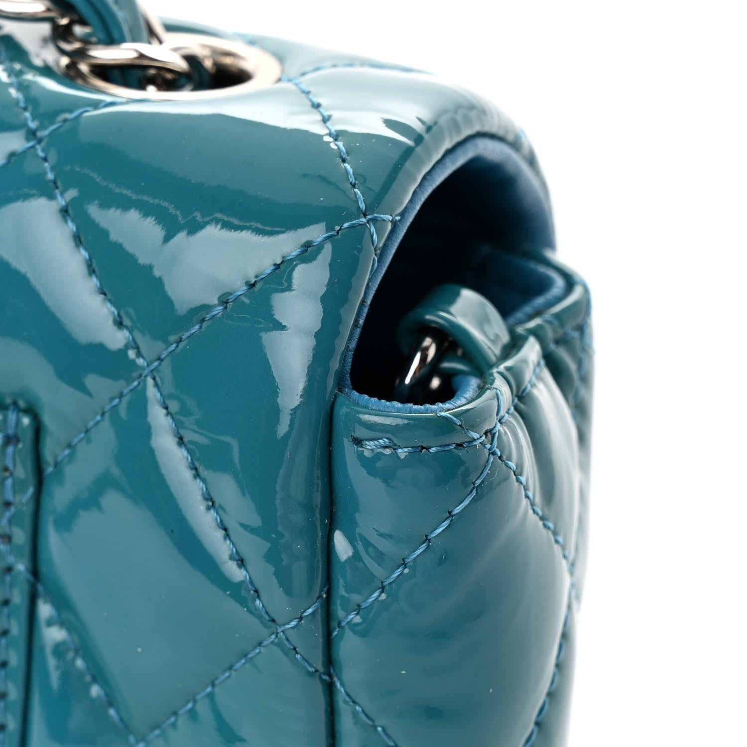 Chanel Patent Quilted Mini Rectangular Flap Turquoise 12 of 15