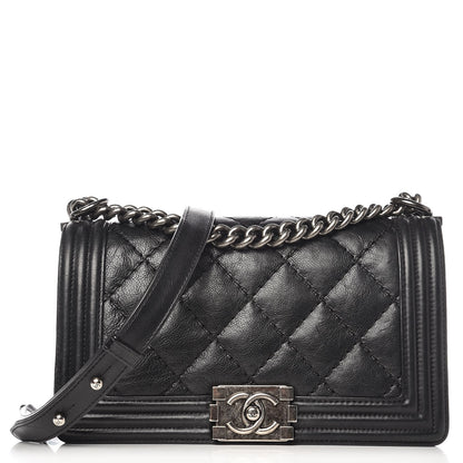 Chanel Calfskin Double Stitch Medium Boy Flap Black 1 of 8