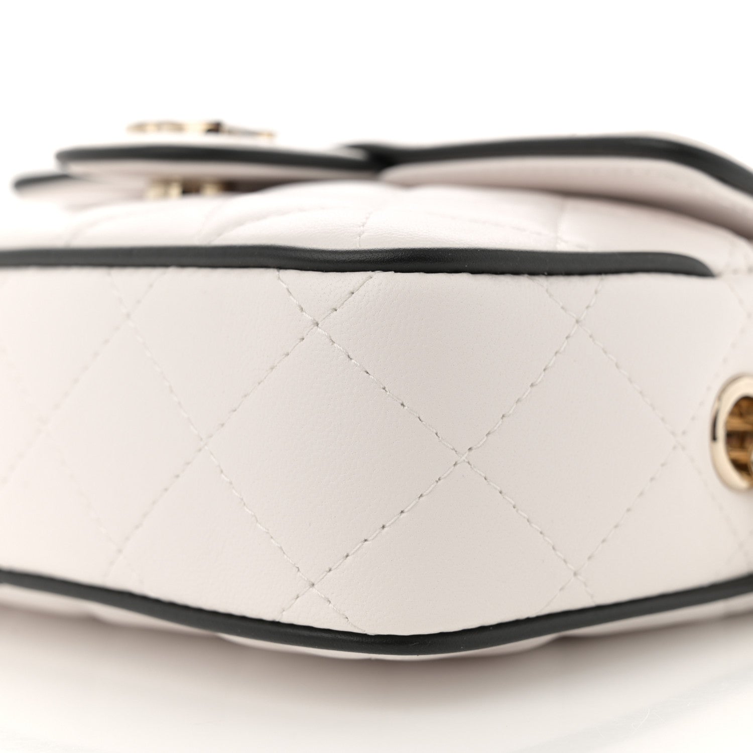 Chanel Lambskin Resin Quilted Chain Camera Bag White Black 10 of 10