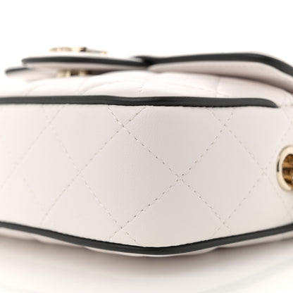 Chanel Lambskin Resin Quilted Chain Camera Bag White Black 10 of 10