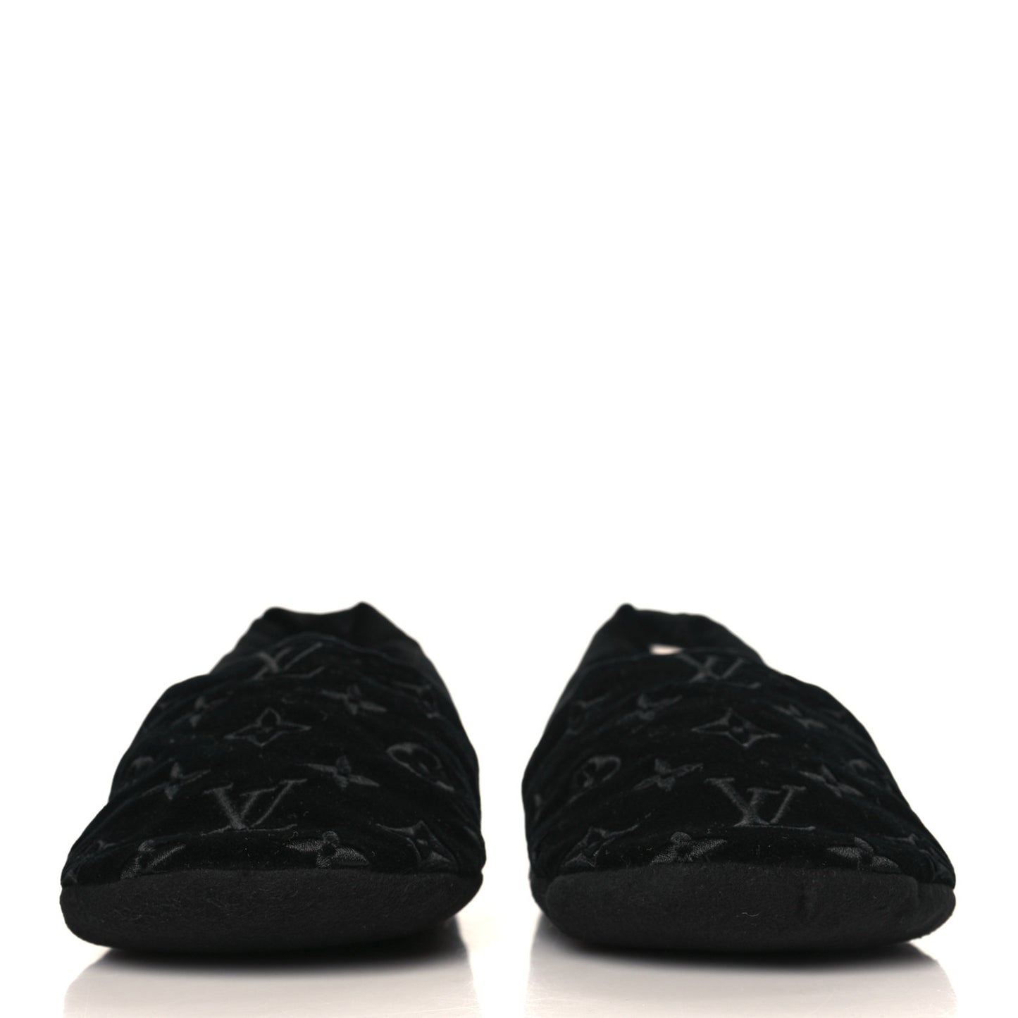 Velvet Embroidered Monogram Dreamy Slipper 36 Black