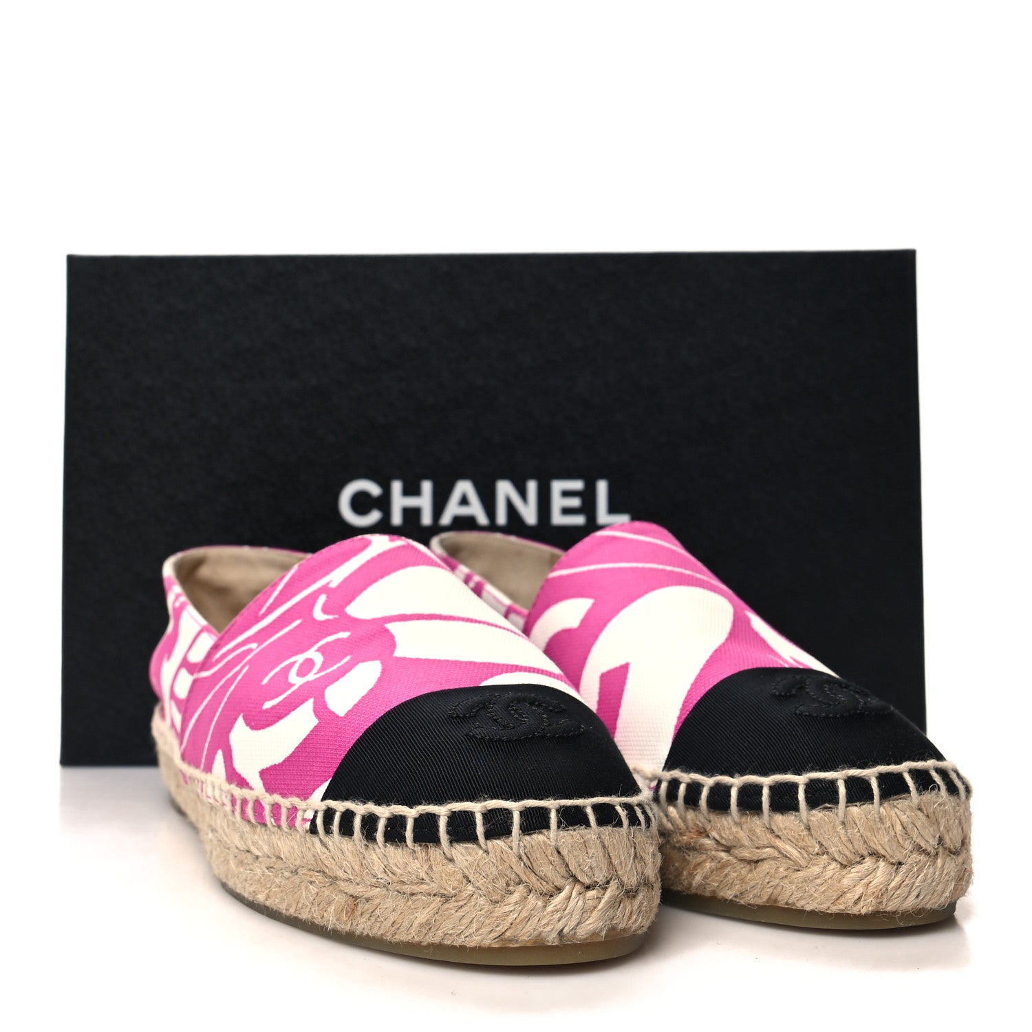 Chanel Cotton Grosgrain Espadrilles 36 Pink Ecru Black 36 Pink Ecru Black 10 of 10