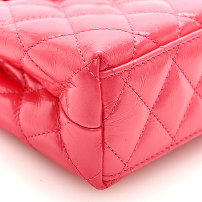 Chanel Shiny Aged Calfskin Quilted Nano Kelly Shopper Dark Pink 9 of 10