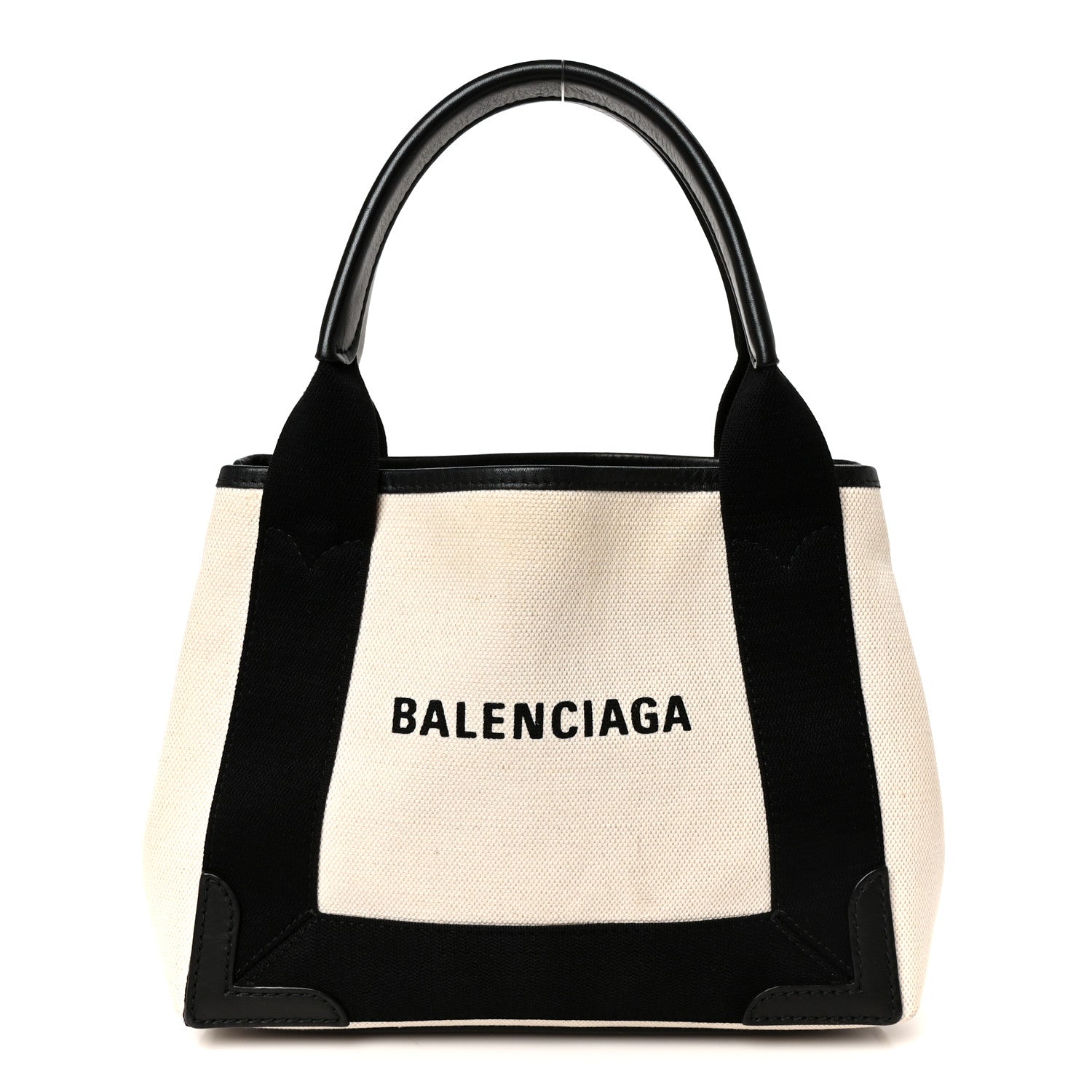 Balenciaga Cotton Canvas Calfskin Navy Cabas XS Natural Black 1 of 10