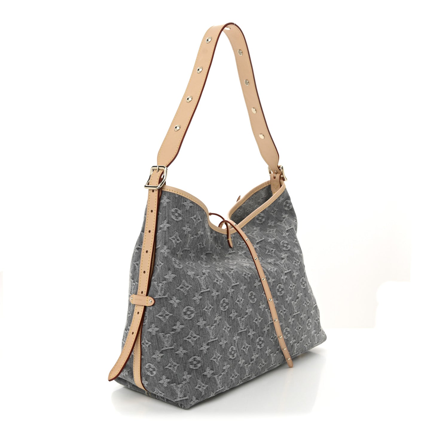 Monogram Denim CarryAll MM Washed Grey
