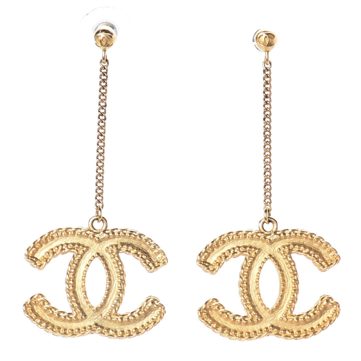 CC Drop Earrings Matte Gold