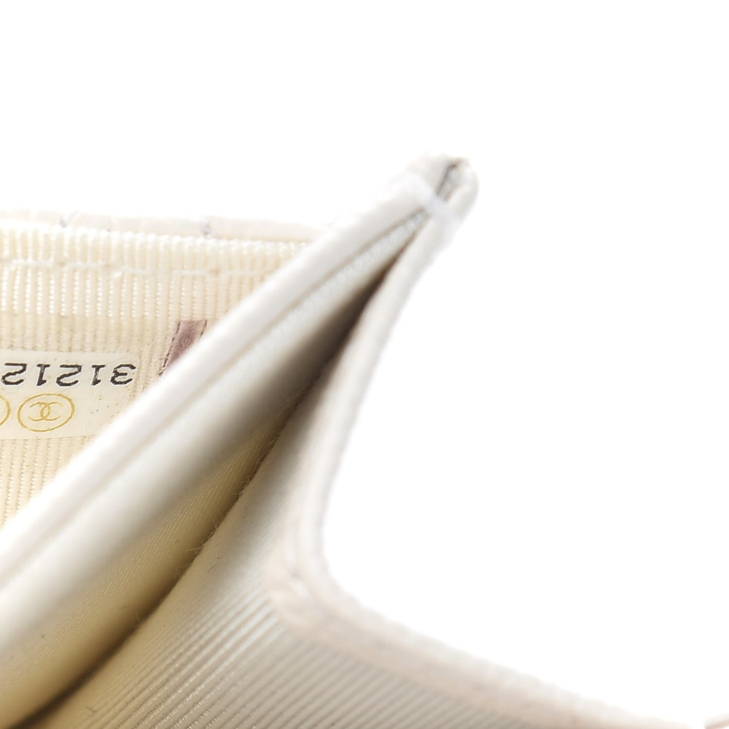 Caviar Quilted Flap Card Holder Wallet White