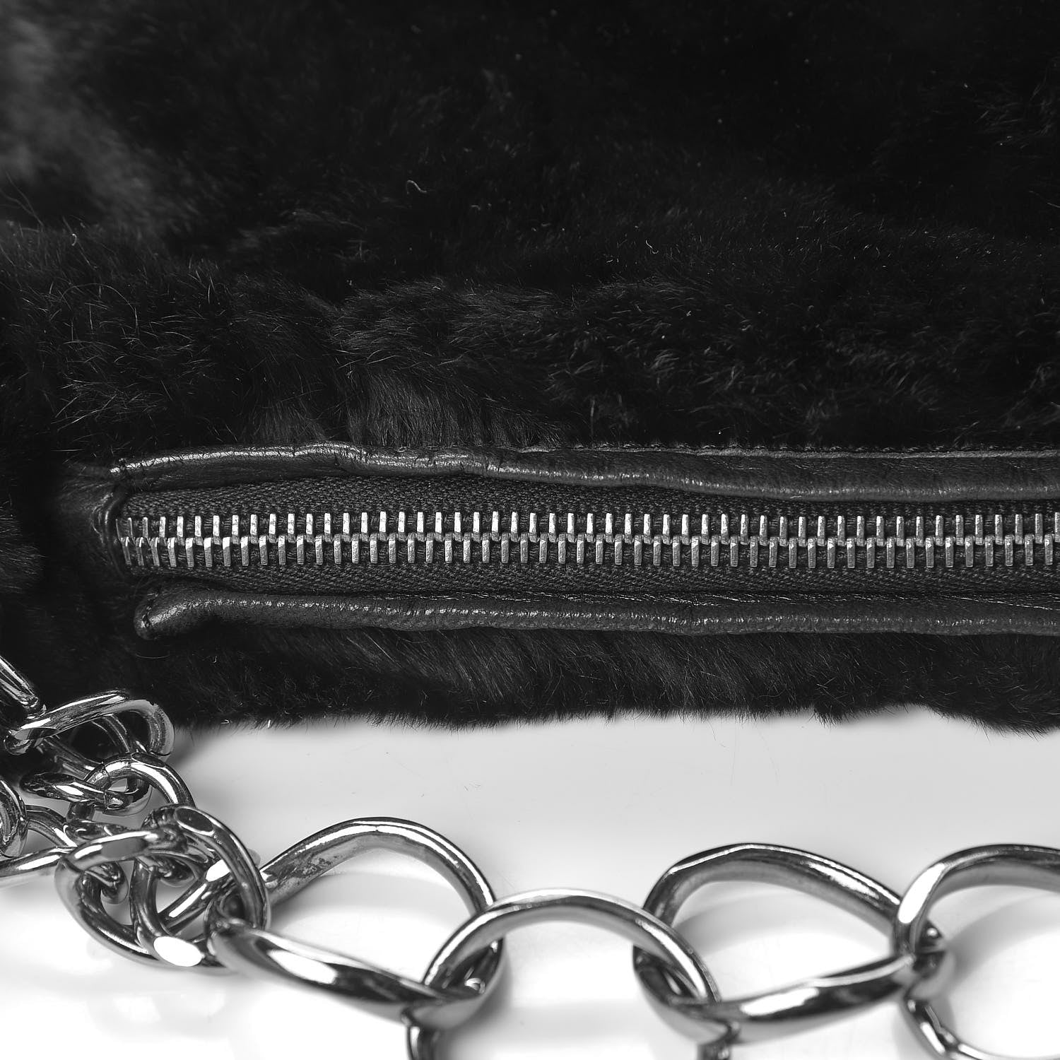 Chanel Lapin Rabbit Fur Shoulder Bag Black 8 of 12