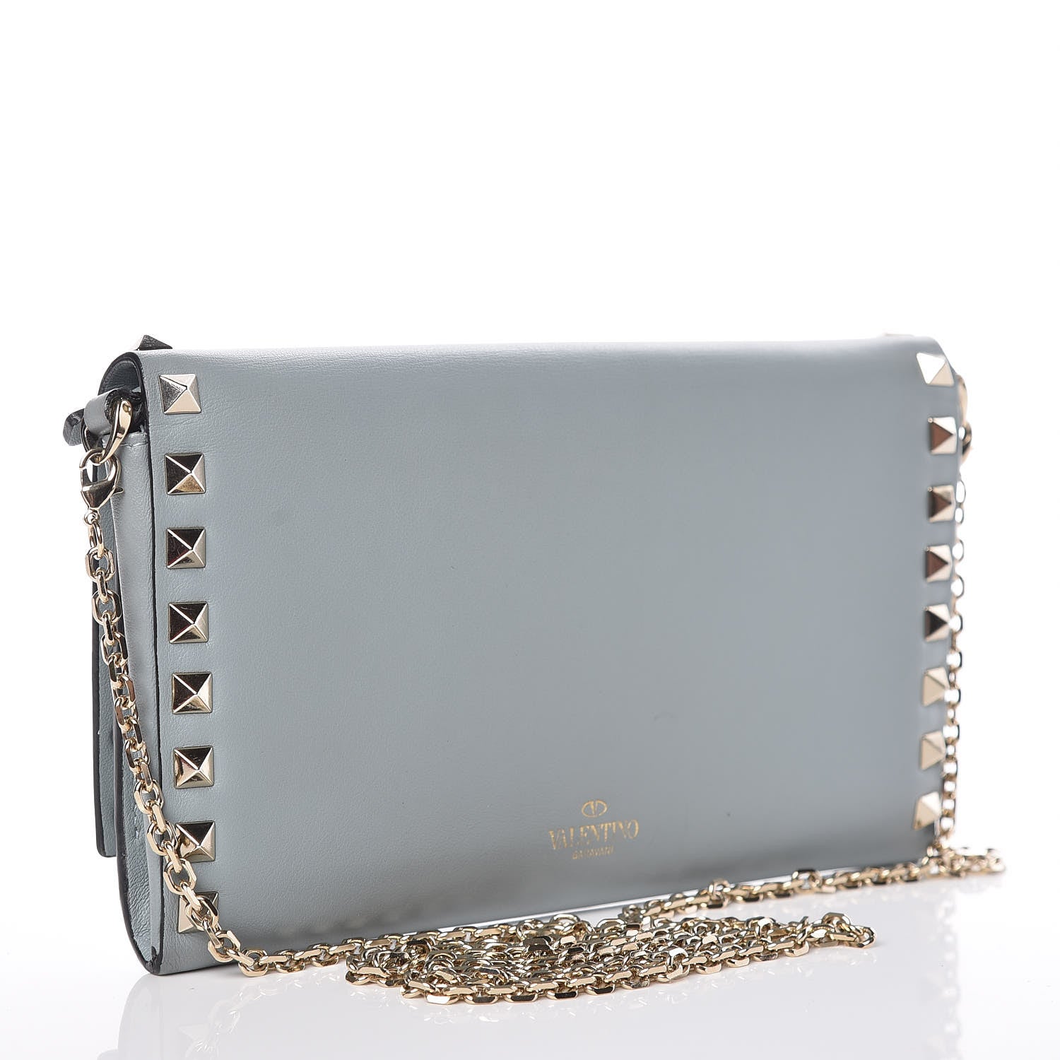 Valentino Garavani Vitello Small Rockstud Flap Wallet on Chain Nube 3 of 14