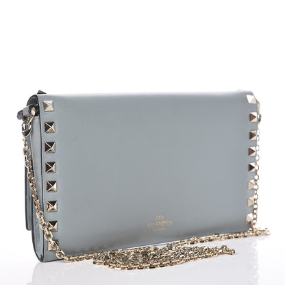 Valentino Garavani Vitello Small Rockstud Flap Wallet on Chain Nube 3 of 14
