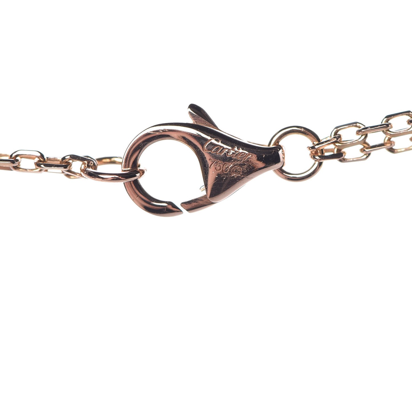 18K Pink Gold 1 Diamond 1 Pink Sapphire LOVE Necklace