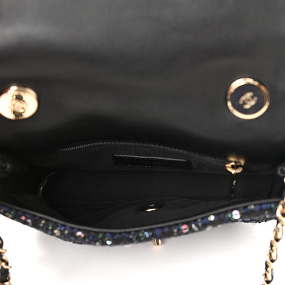 Chanel Tweed Mini Pearl Handle Flap Black Ecru 5 of 10