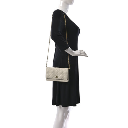 Christian Dior Supple Calfskin Caro Pouch with Chain Latte 2 of 15