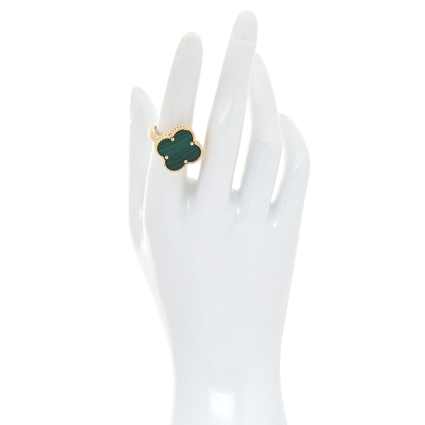 18K Yellow Gold Malachite Magic Alhambra Ring 53 6.25
