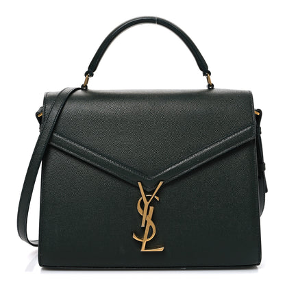 Saint Laurent Grain de Poudre Medium Classic Monogram Cassandra Top Handle Dark Green 1 of 11