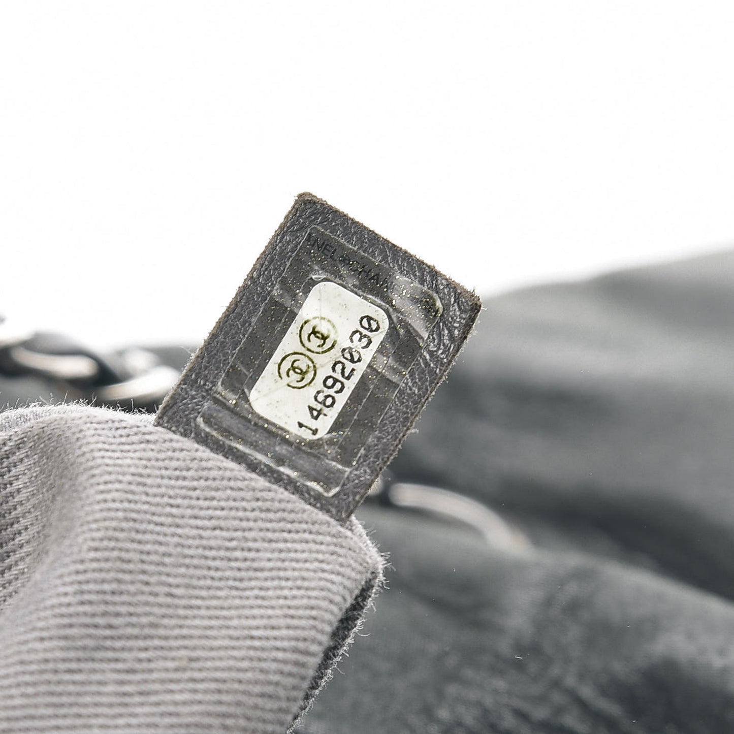 Iridescent Calfskin Glint Flap Grey