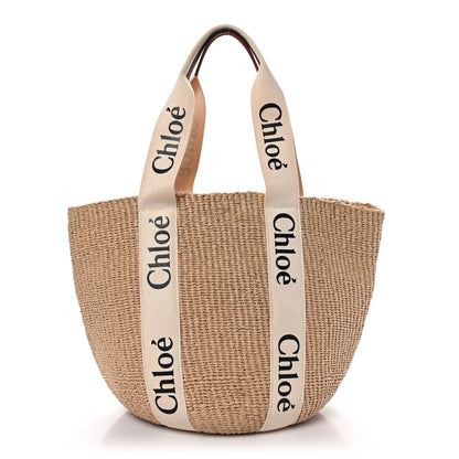 Chloe Raffia Large Woody Tote White 1 of 9