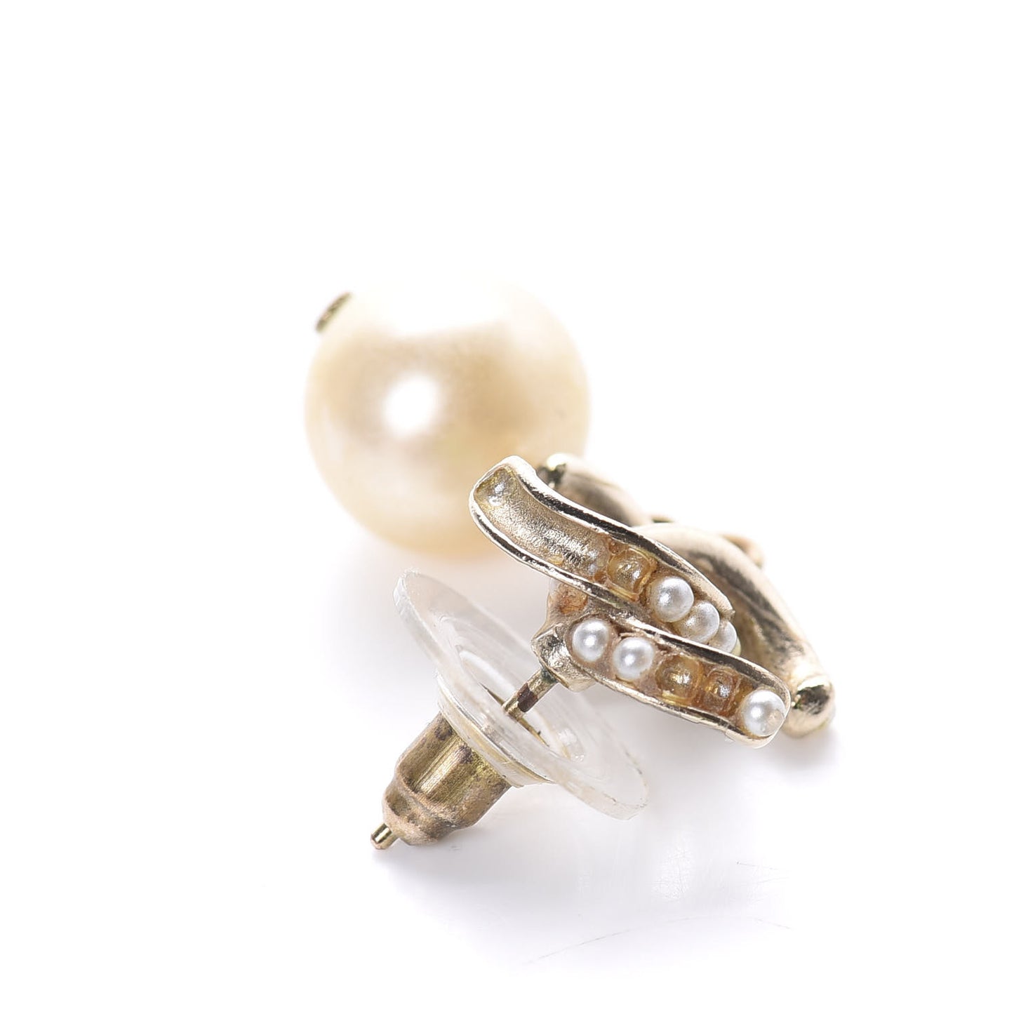 Pearl CC Drop Earrings Gold