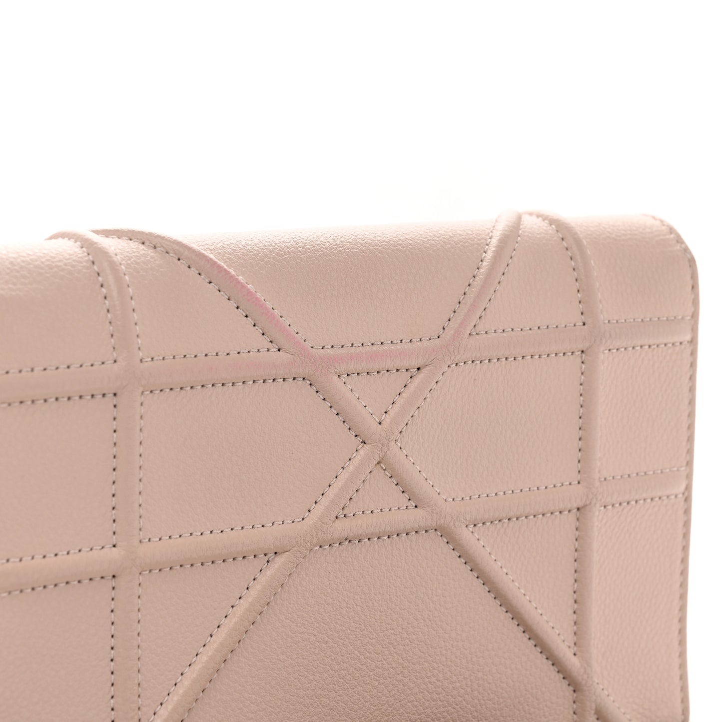 Grained Calfskin Diorama Wallet on Chain Pouch Nude