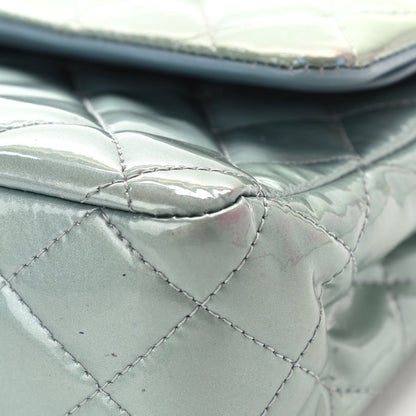 Chanel Patent Calfskin Quilted Medium Double Flap Turquoise 10 of 17