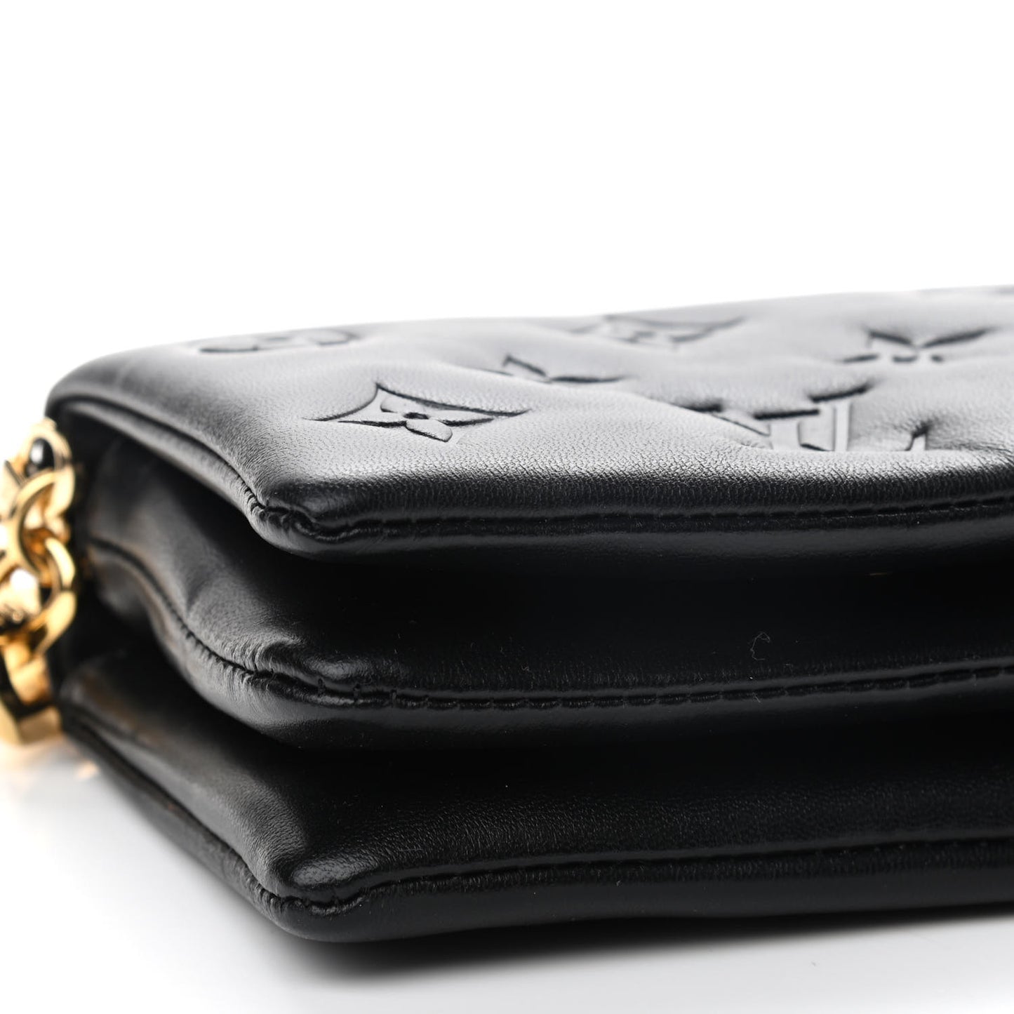 Lambskin Embossed Monogram Coussin Belt Bag Black