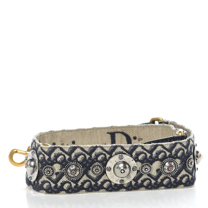 Christian Dior Oblique Studded Shoulder Strap Blue 2 of 4
