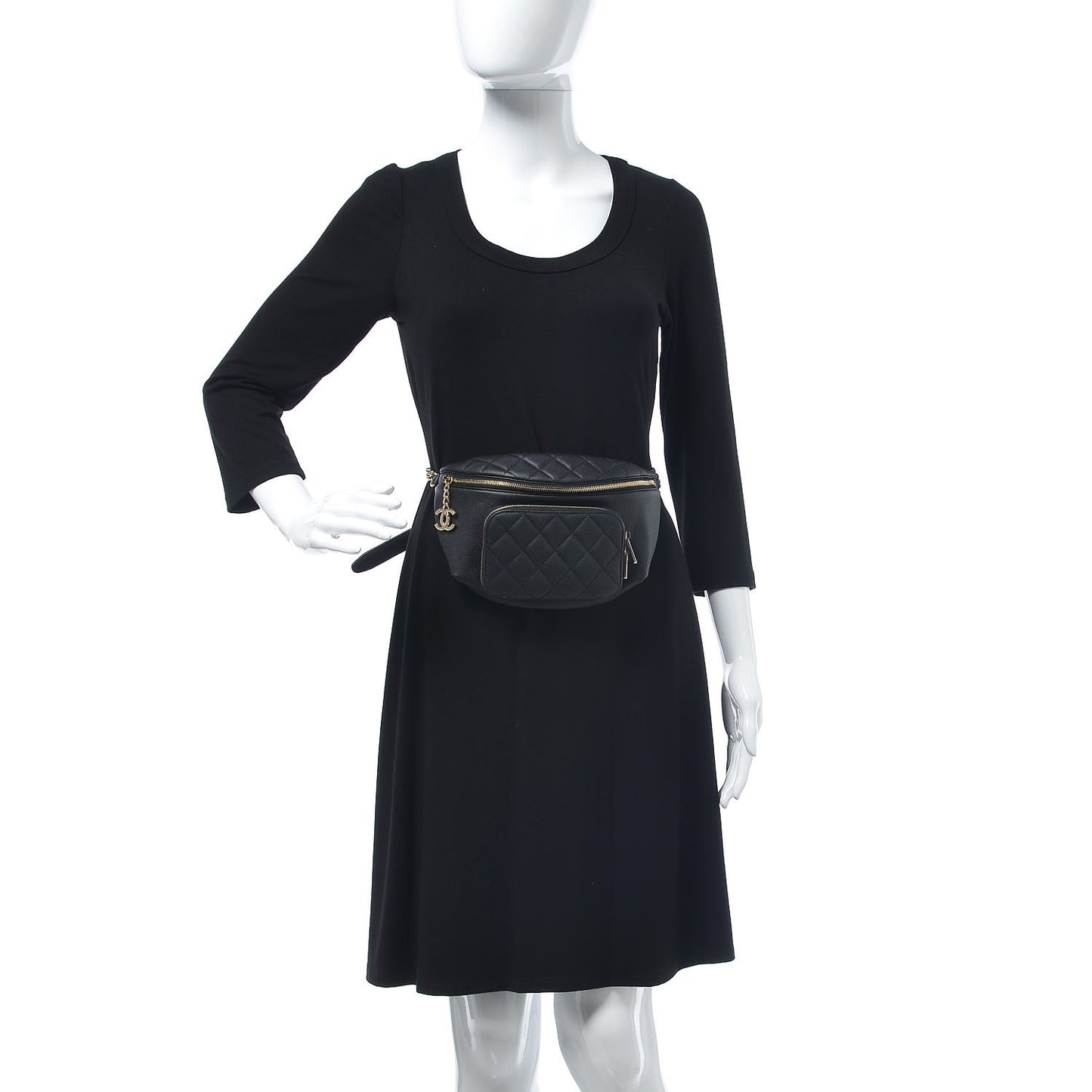 Caviar Quilted Business Affinity Waist Belt Bag Black