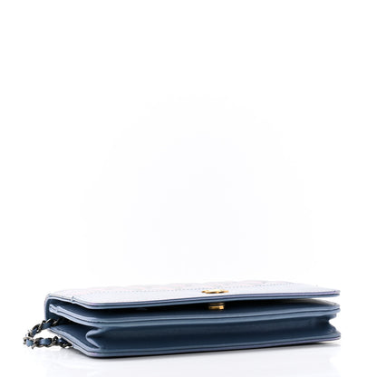 Chanel Iridescent Aged Calfskin Quilted Gabrielle Wallet On Chain WOC Blue 4 of 14