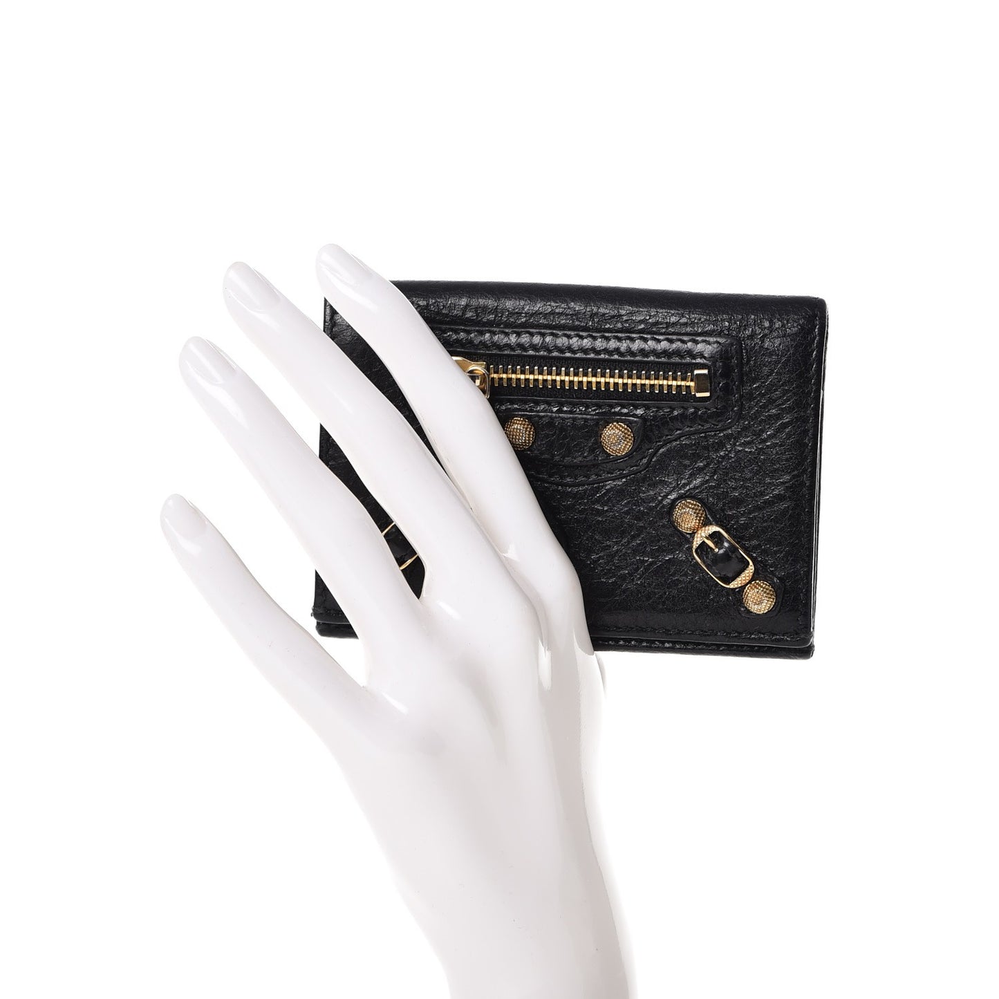 Agneau Giant 12 Gold Hardware Card Case Black