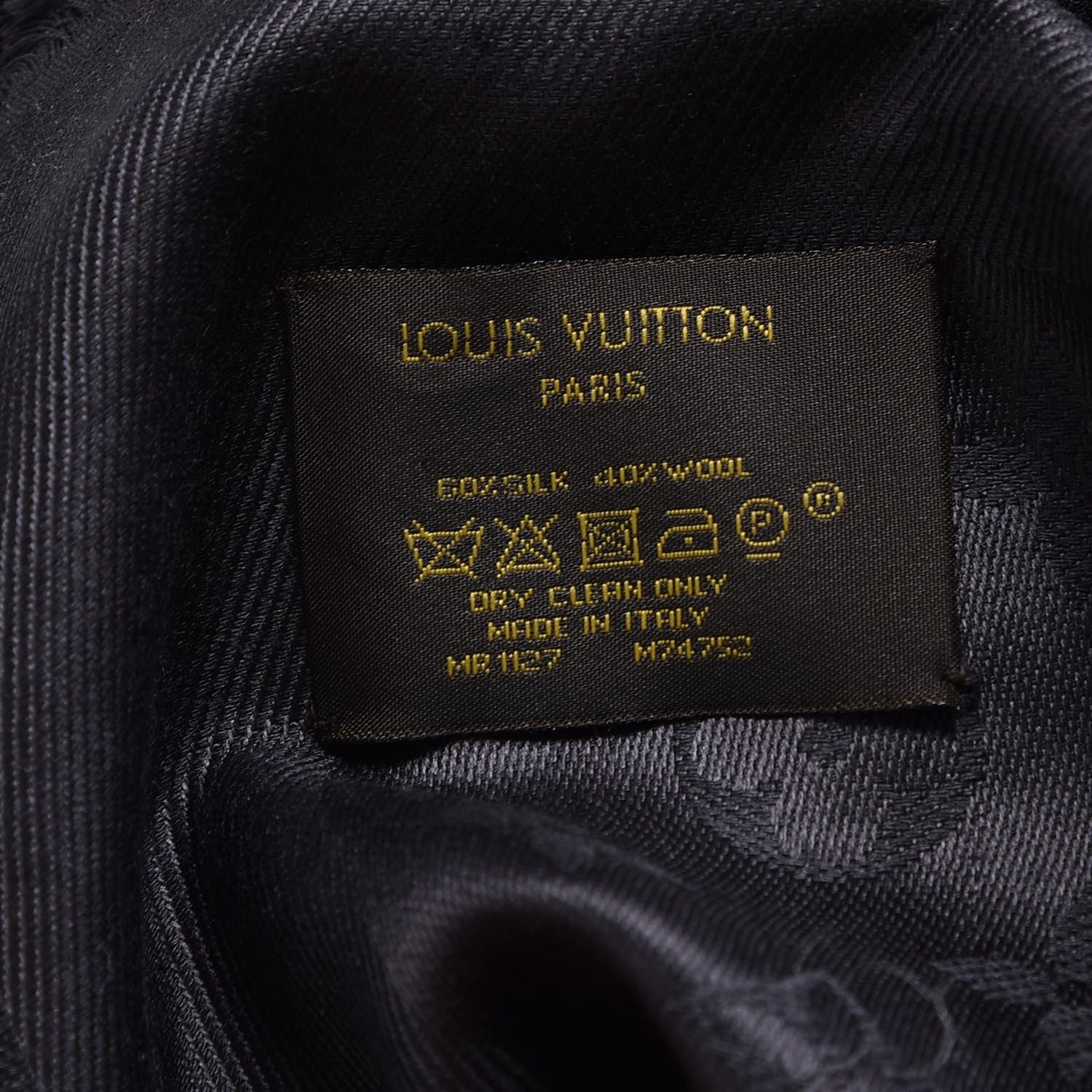 Louis Vuitton Silk Wool Monogram Shawl Charcoal Grey 5 of 5