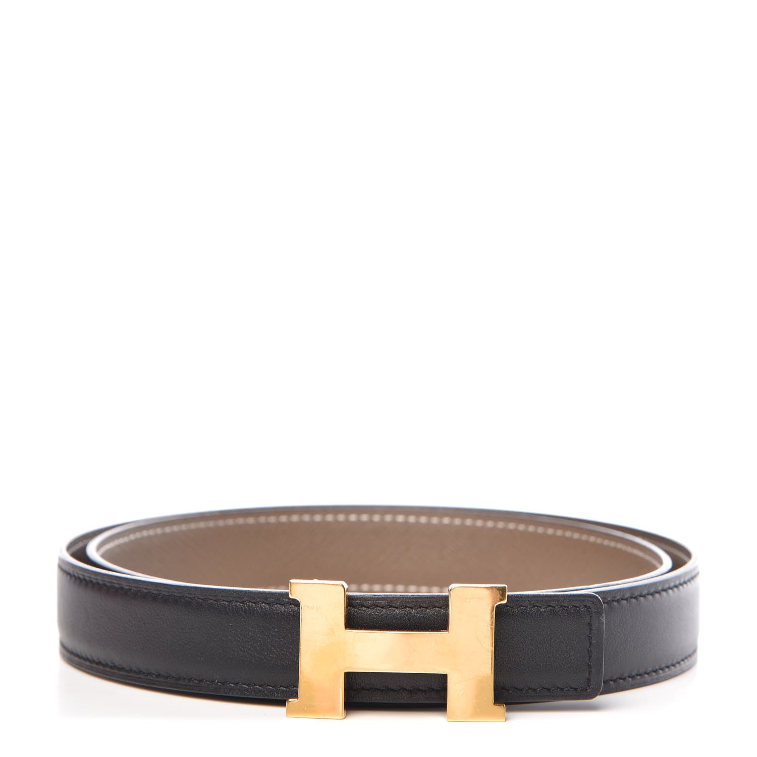 Hermes Swift Epsom 24mm Mini Constance H Belt 85 Black Etoupe 1 of 7