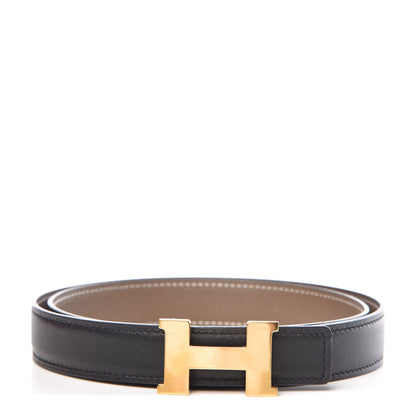 Hermes Swift Epsom 24mm Mini Constance H Belt 85 Black Etoupe 1 of 7