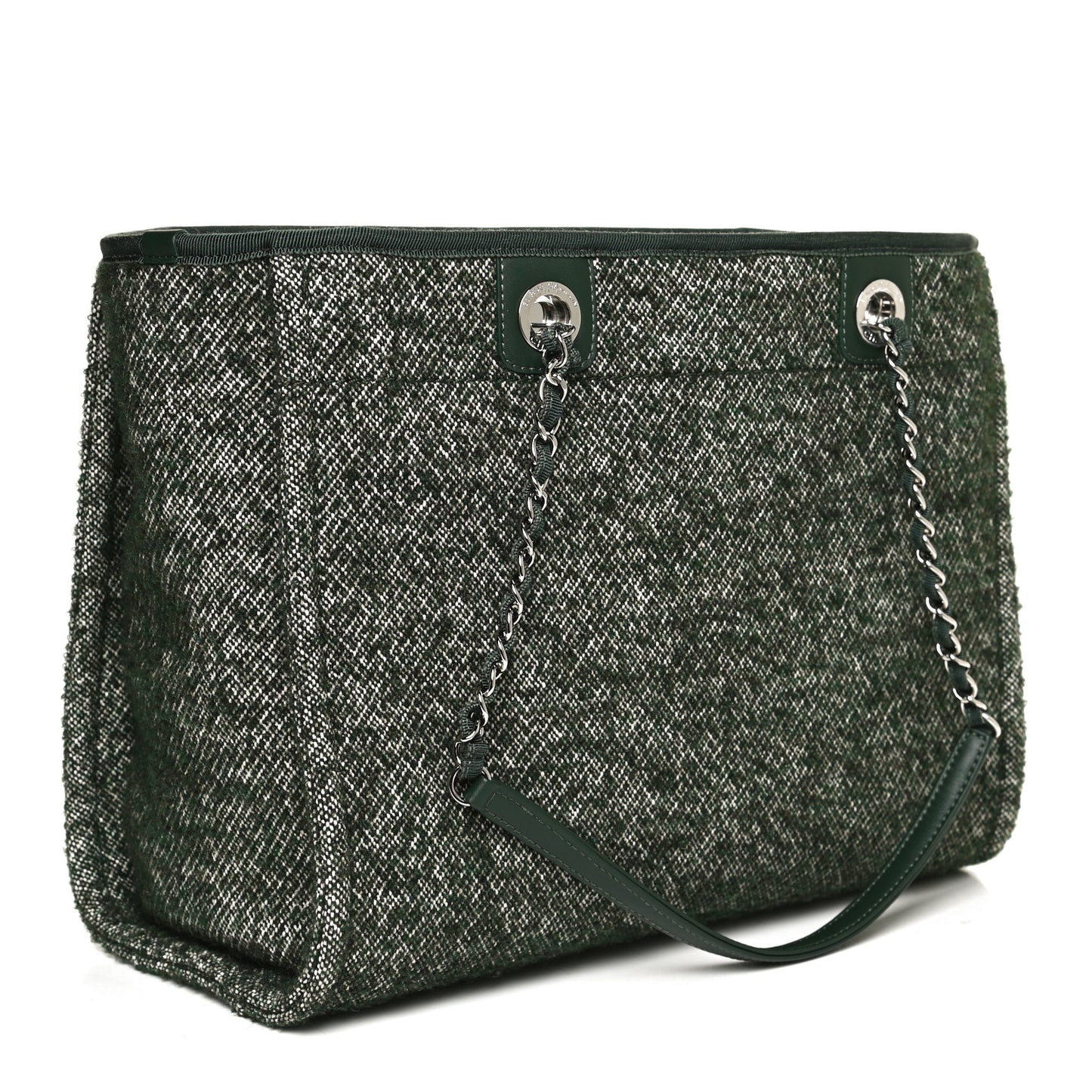 Mixed Fibers Calfskin Small Deauville Tote Green
