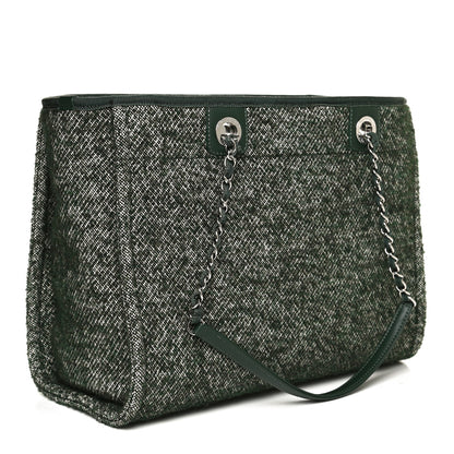 Chanel Mixed Fibers Calfskin Small Deauville Tote Green 3 of 10