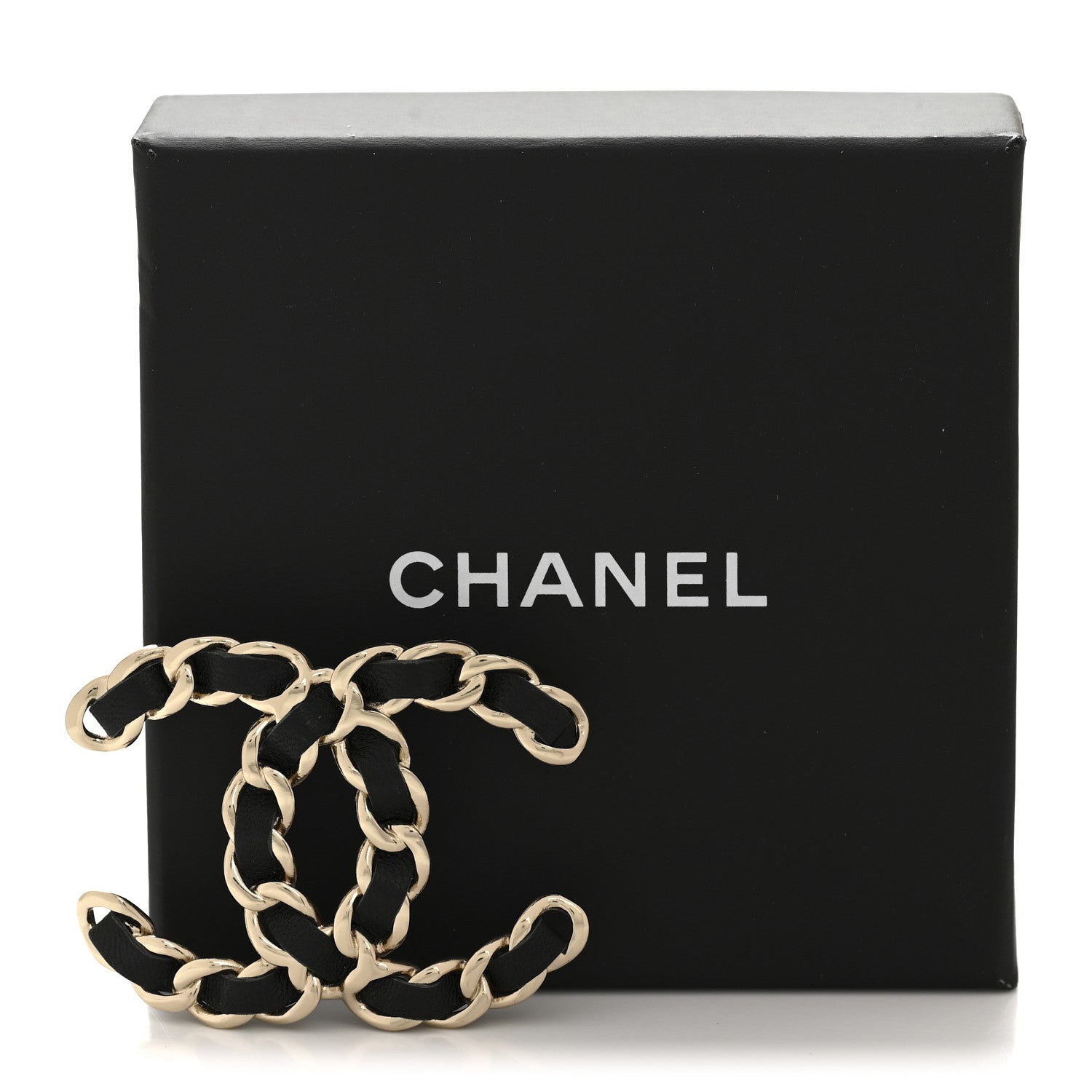 Chanel Lambskin Chain CC Brooch Black Gold 4 of 4