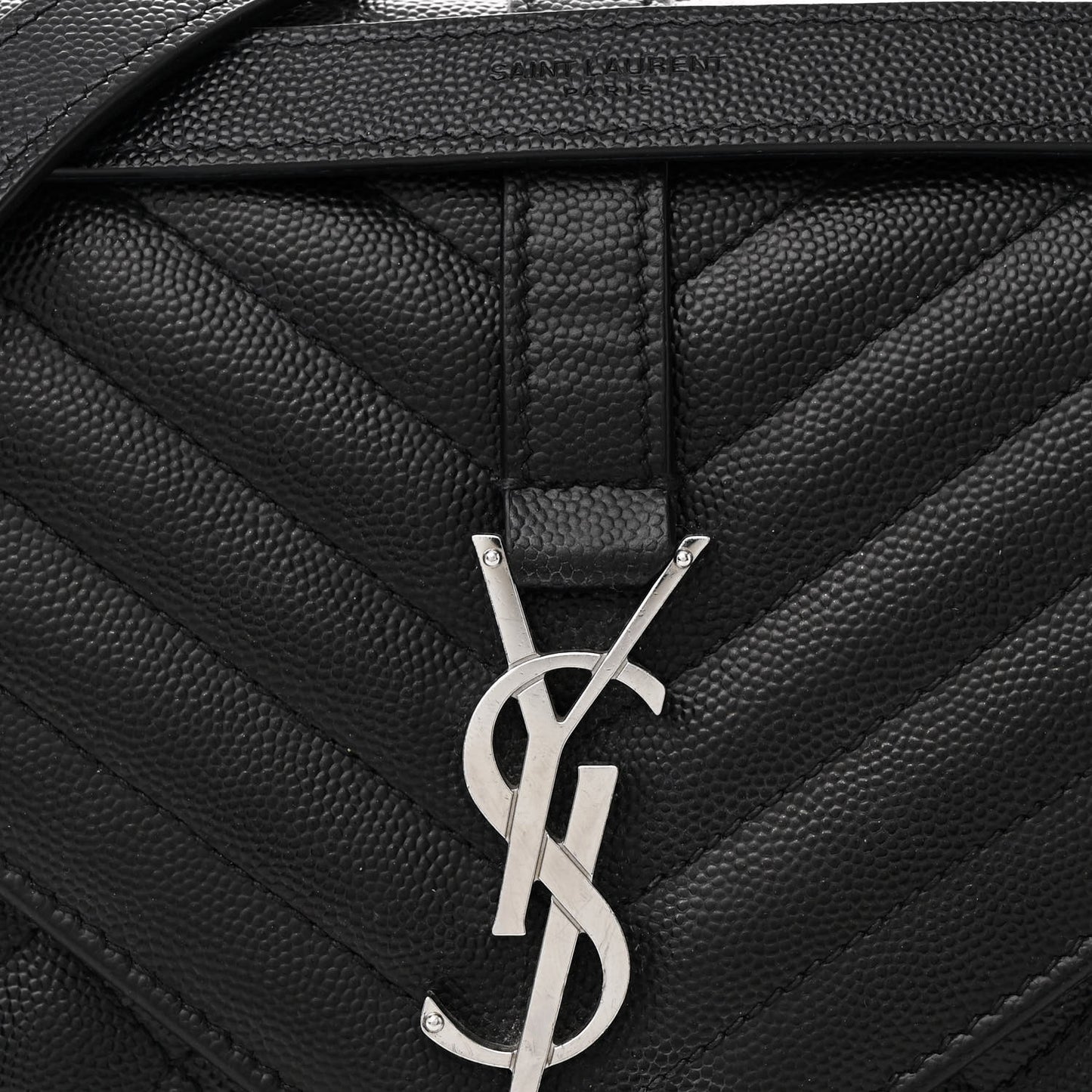 Grain De Poudre Textured Mixed Matelasse Triquilt Medium Monogram Satchel Black
