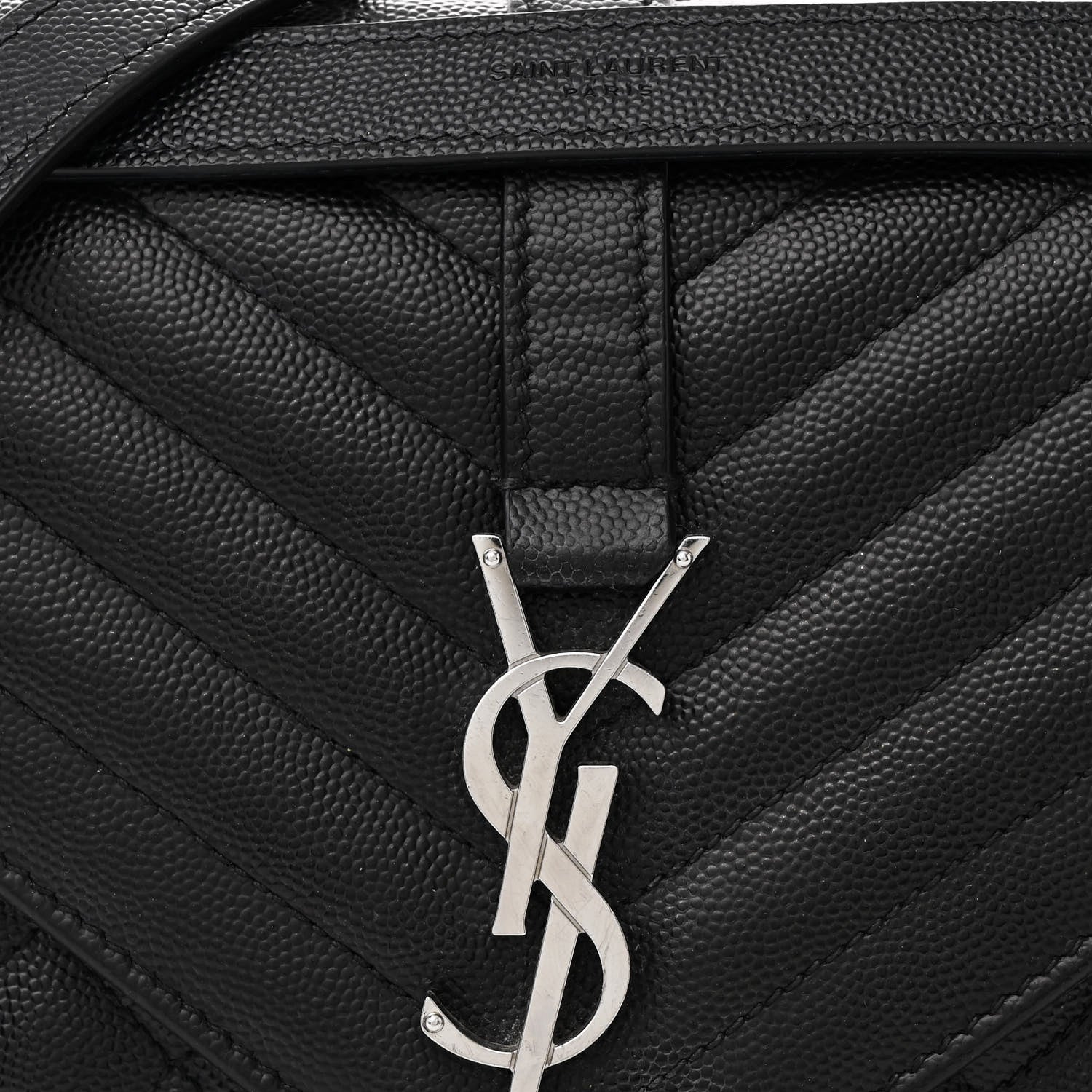 Saint Laurent Grain De Poudre Textured Mixed Matelasse Triquilt Medium Monogram Satchel Black 7 of 13