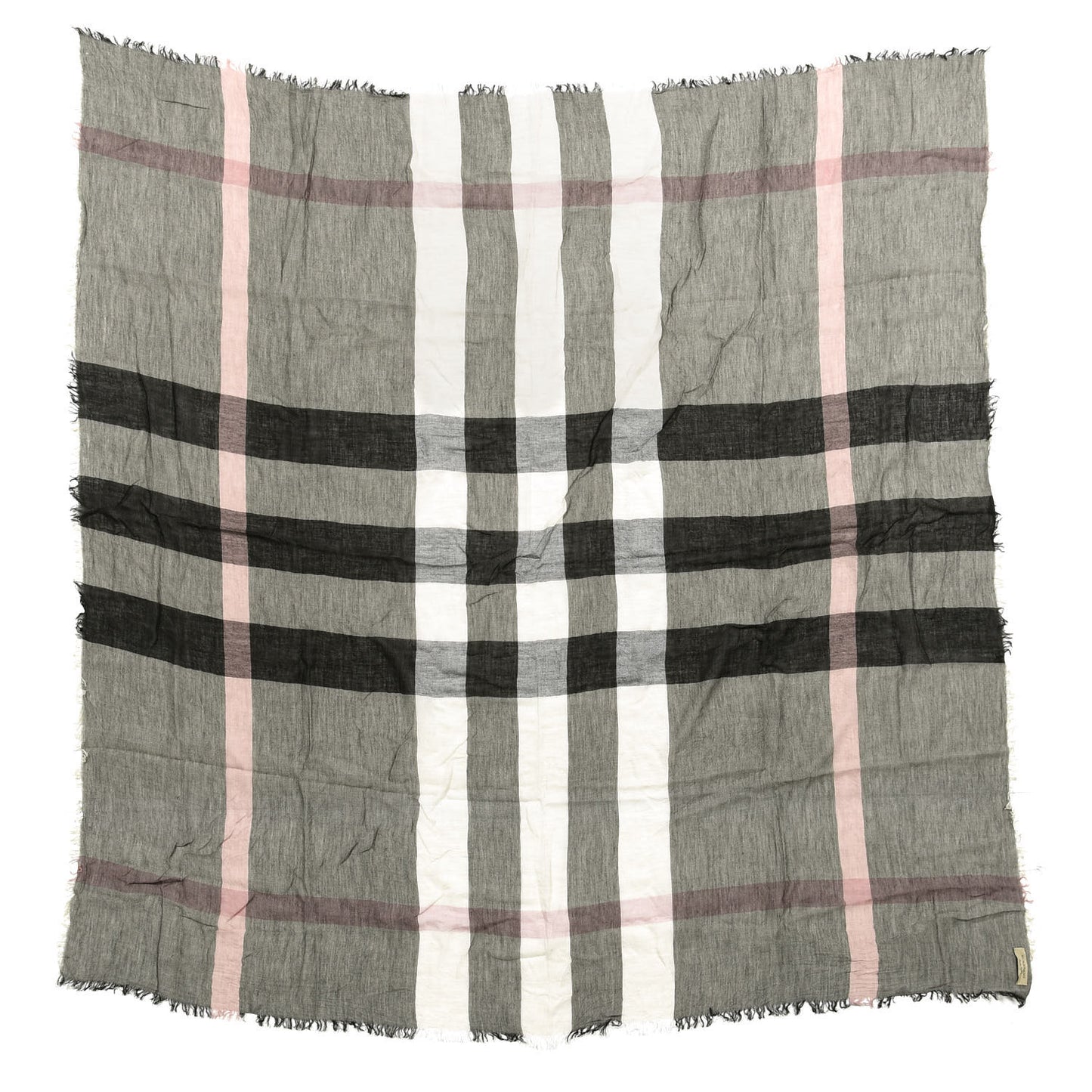 Modal Wool Relaxed Mega Check Square Scarf Dark Trench