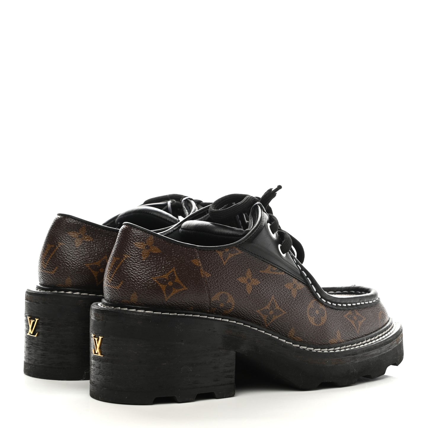 Monogram Calfskin Beaubourg Platform Derby Shoes 37.5 Brown
