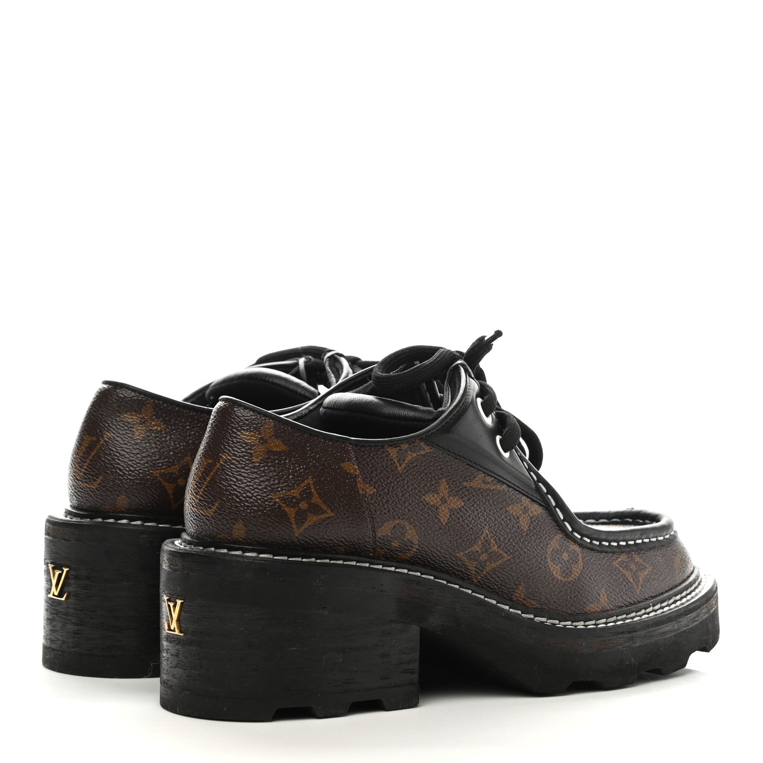 Louis Vuitton Monogram Calfskin Beaubourg Platform Derby Shoes 37.5 Brown 4 of 7
