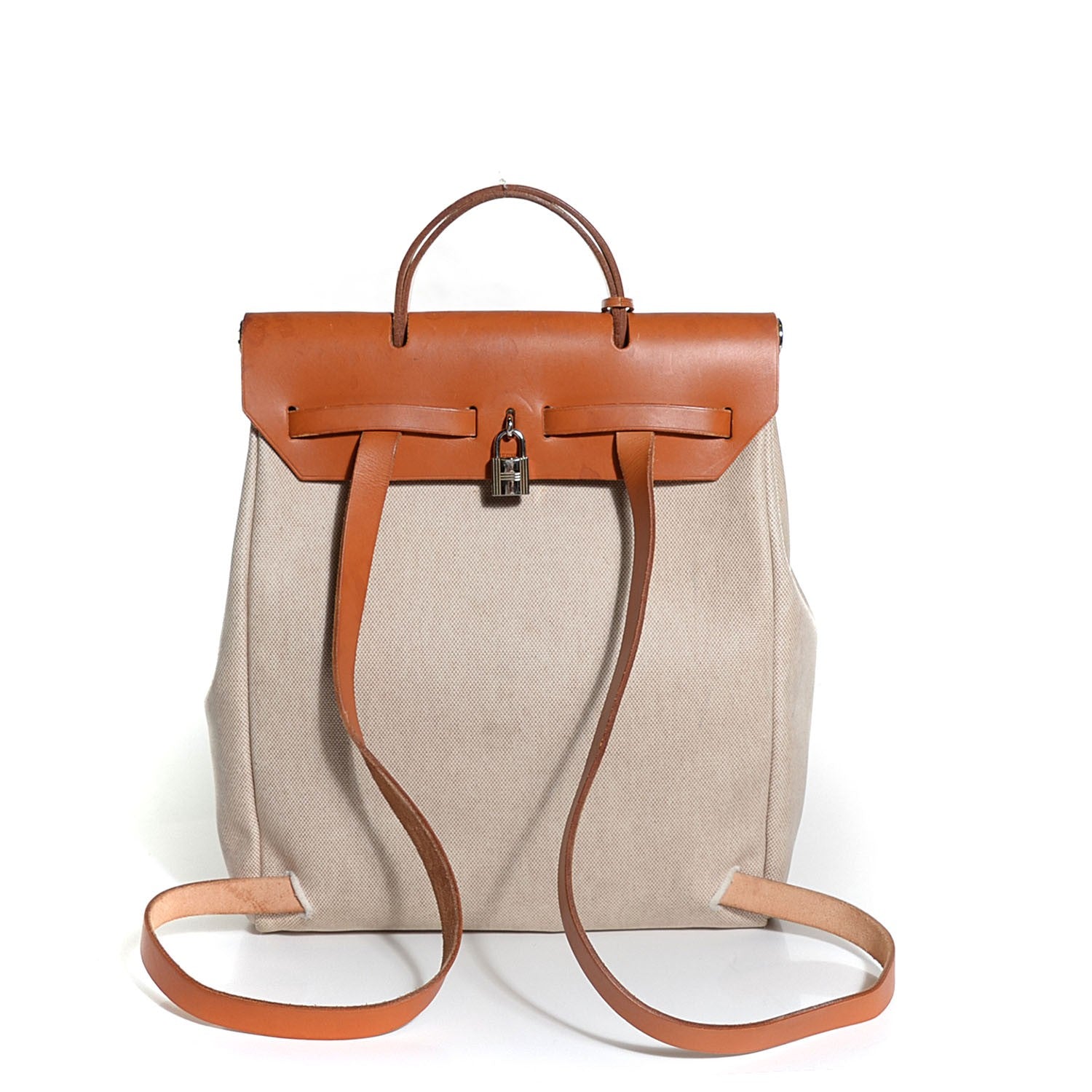 Hermes Toile Vache Calfskin Herbag 30 PM Backpack Natural 4 of 15