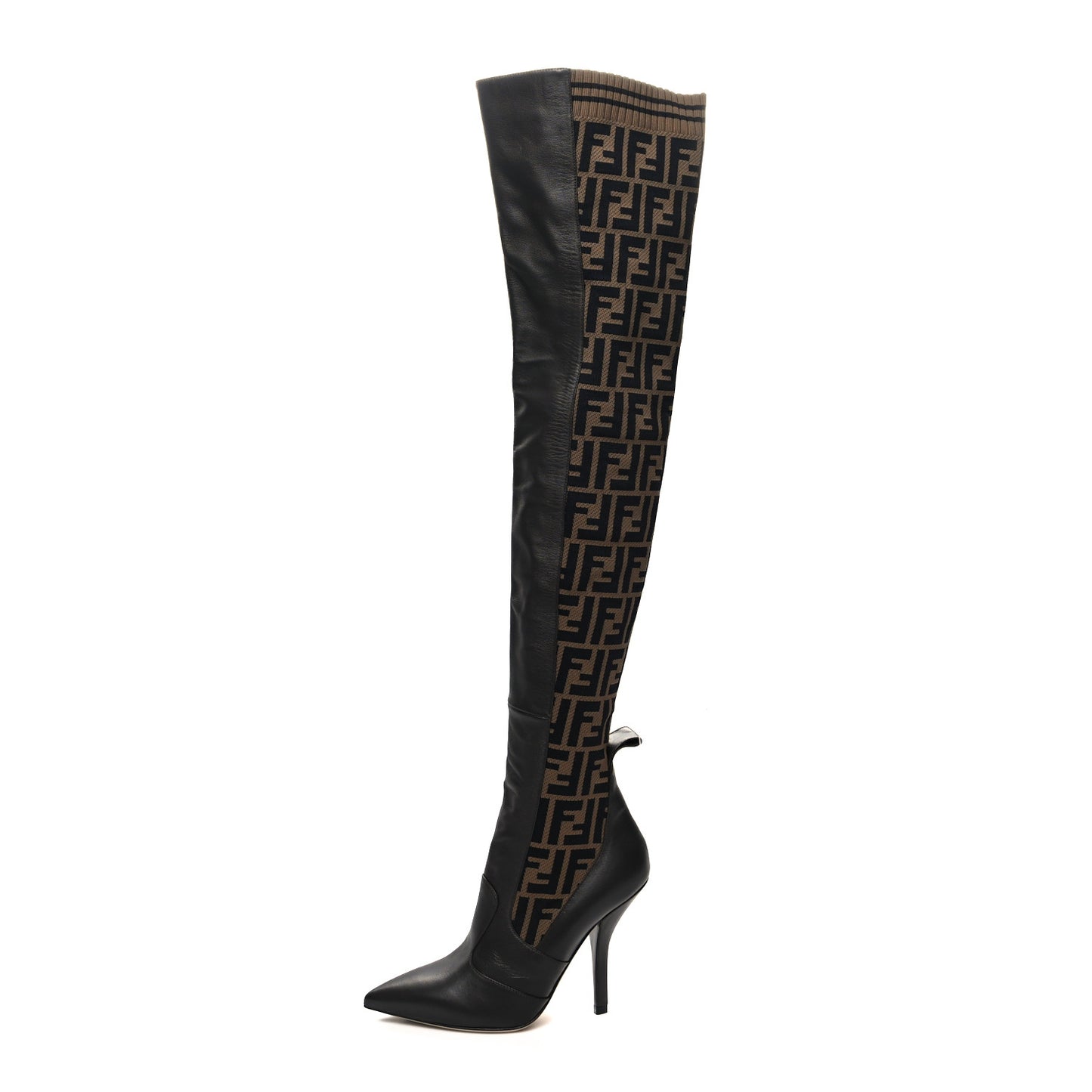 Nappa Microfiber Fabric FF Rockoko Thigh High 105mm Boots 39 Ebano Tobacco Black