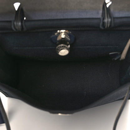 Hermes Military Toile Vache Hunter Herbag Zip PM 31 Black Bleu Indigo 6 of 10