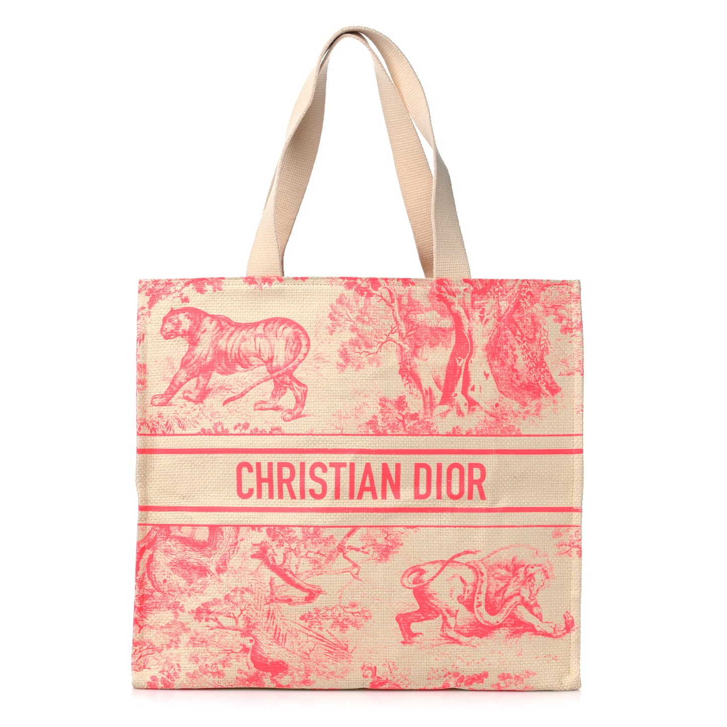 Straw Dioriviera Tote Pink