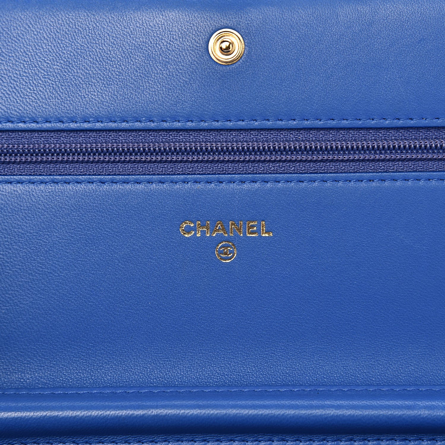 Chanel Lambskin Quilted Boy Wallet On Chain WOC Blue 6 of 14