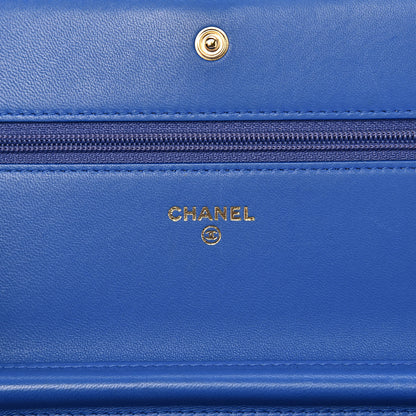 Chanel Lambskin Quilted Boy Wallet On Chain WOC Blue 6 of 14
