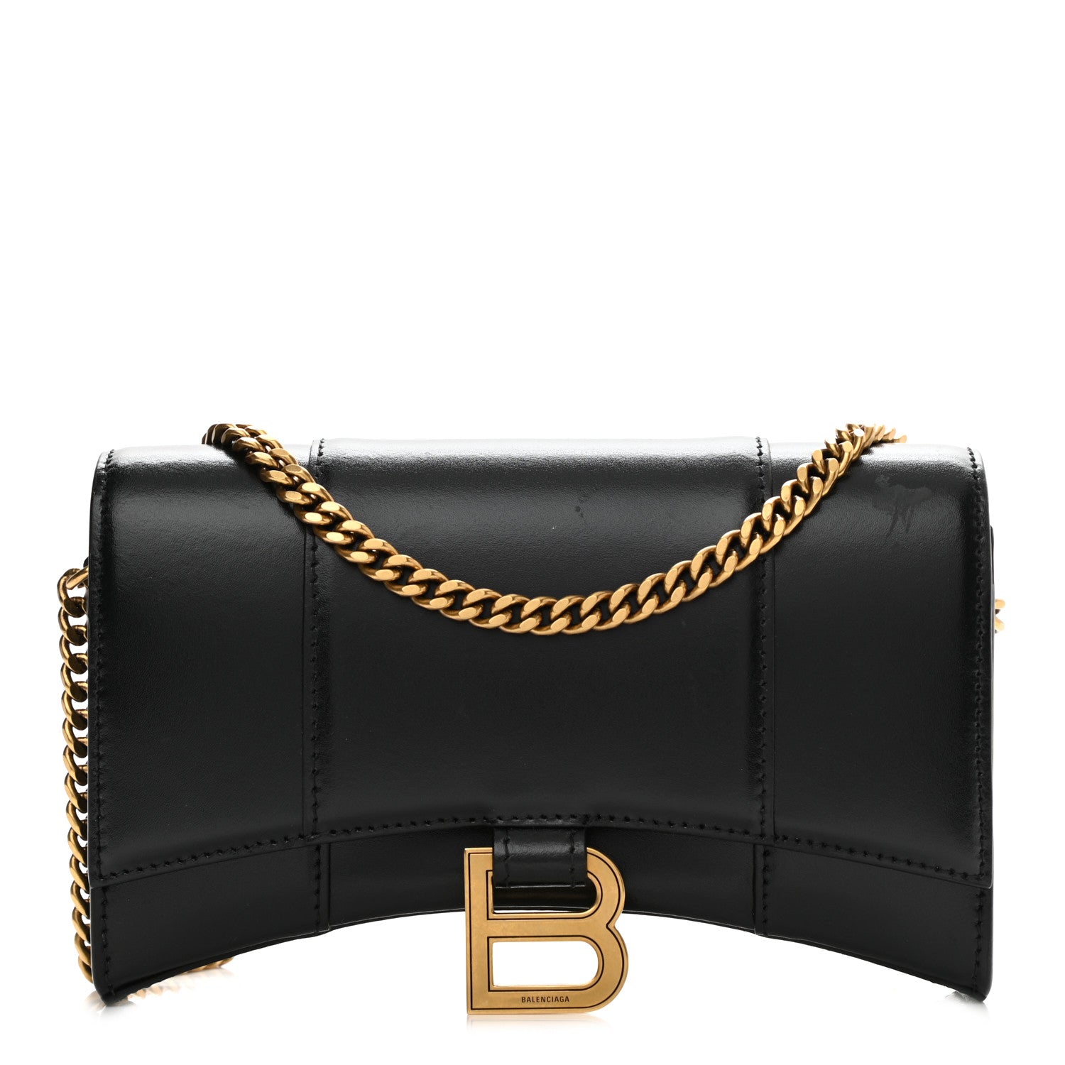 Balenciaga Shiny Box Calfskin Hourglass Chain Bag Black 1 of 7